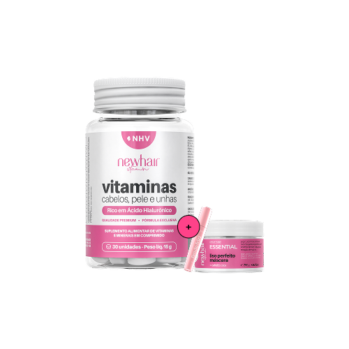 Vitamina para Cabelo e Unha em Comprimido + Máscara + Antifrizz