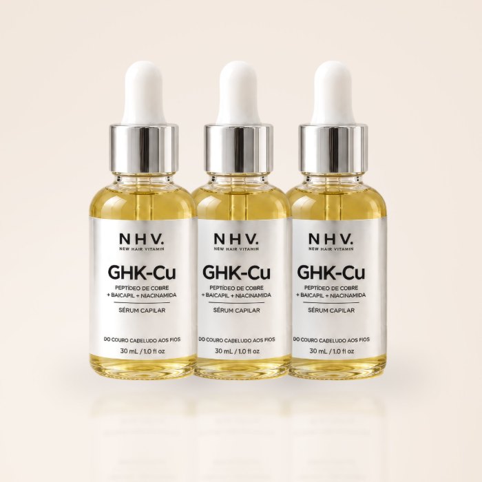 Kit com 3 frascos do Sérum Capilar NHV GHK-Cu: 2 + 1 de brinde
