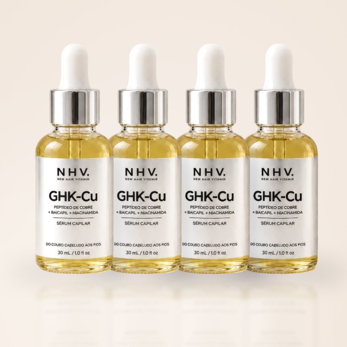 Kit com 4 frascos do Sérum Capilar NHV GHK-Cu