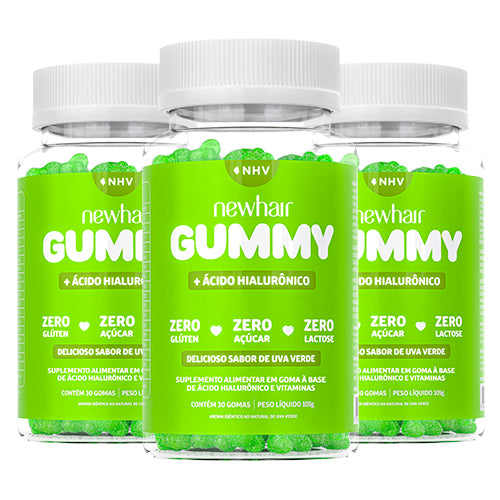 New Hair Gummy + Ácido Hilaurônico - 3 Potes