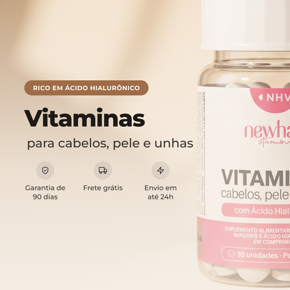 Vitamina para Cabelos, Pele e Unhas com Ácido Hialurônico