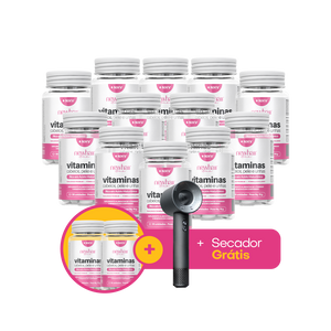 Kit 12 + 2 Vitamina para Cabelos, Pele e Unhas com Ácido Hialurônico