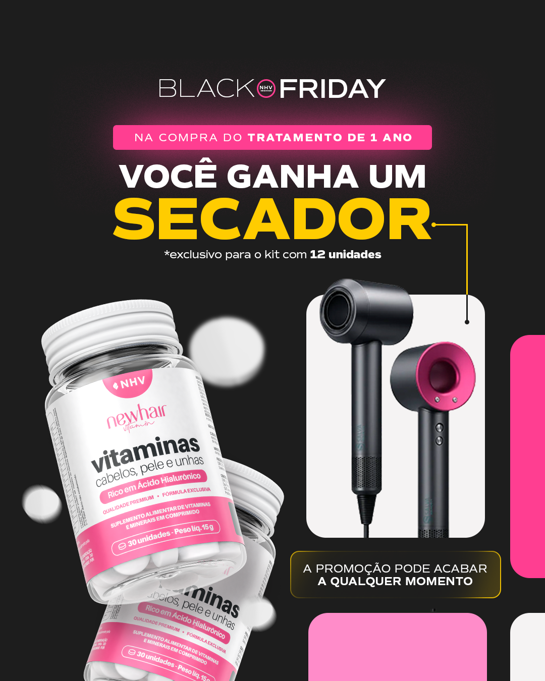 Vitamina para Cabelos, Pele e Unhas com Ácido Hialurônico