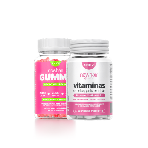 Vitamina para Cabelo e Unha em Comprimido + Vitamina em Goma New Hair Gummy