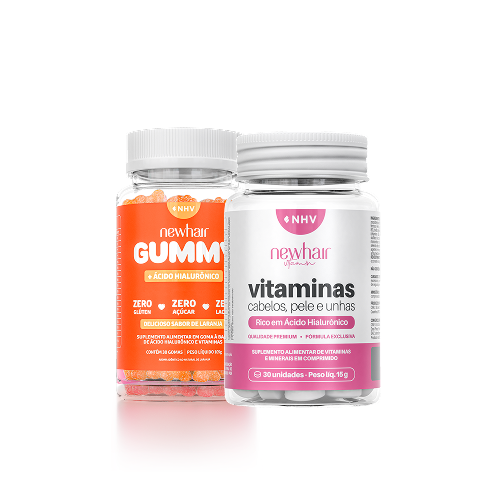 Vitamina para Cabelo e Unha em Comprimido + Vitamina em Goma New Hair Gummy