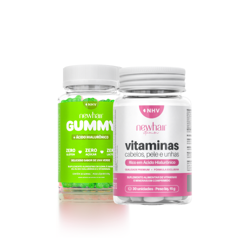 Vitamina para Cabelo e Unha em Comprimido + Vitamina em Goma New Hair Gummy
