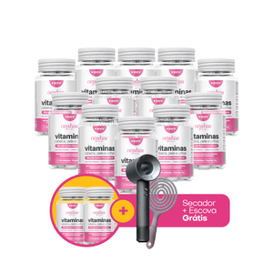 Kit 12 + 2 Vitamina para Cabelos, Pele e Unhas com Ácido Hialurônico