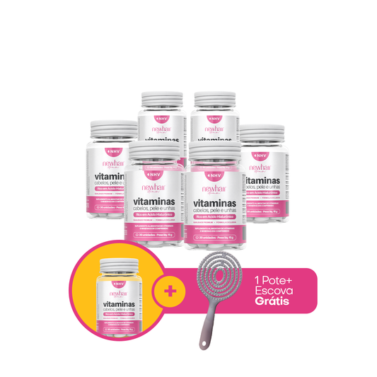 Kit 6 + 1 Vitamina para Cabelos, Pele e Unhas com Ácido Hialurônico